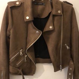 Faux Suede Moto Jacket